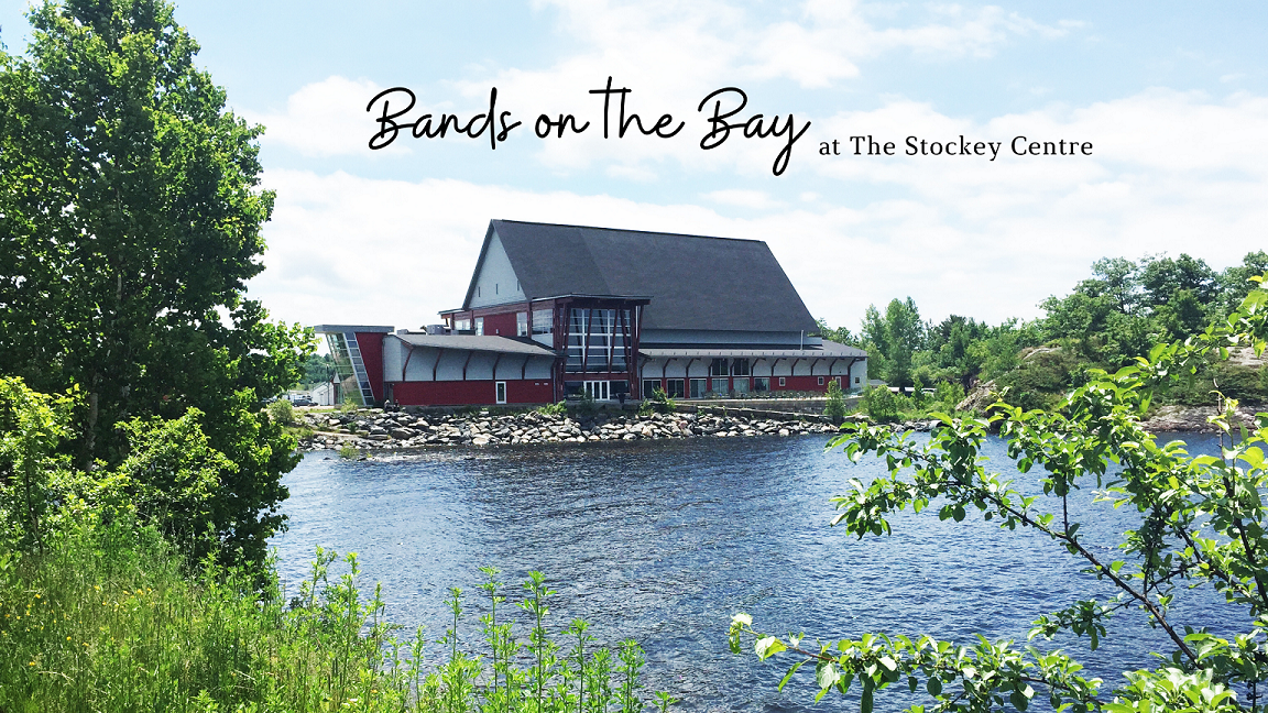 Bands on the Bay at The Stockey Centre written above a bayside image of The Stockey Centre