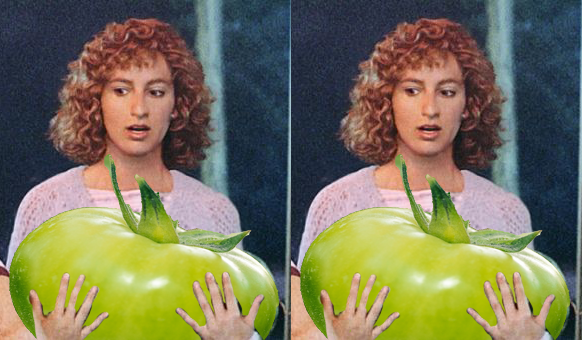 Baby from Dirty Dancing Holding A Green Tomato